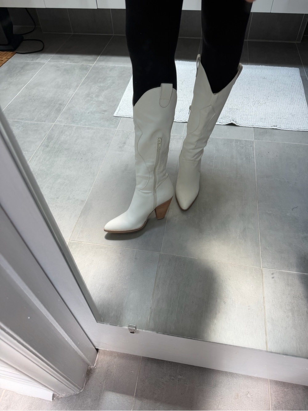 Vici White Pointed-Toe Western Knee-High Boots